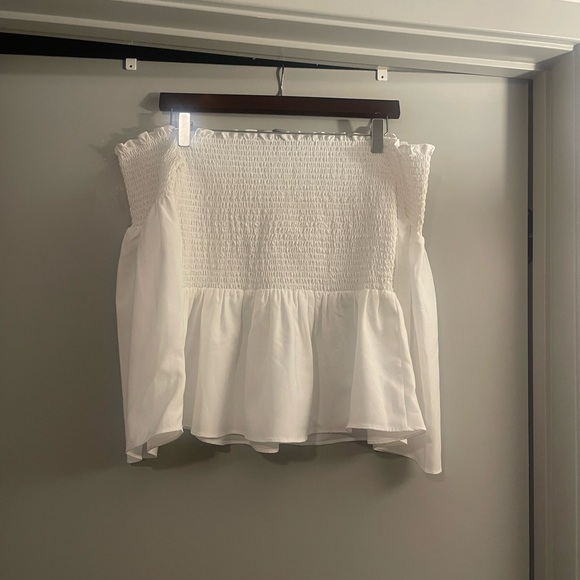 French Connection White Smocked Blouse - Picture 1 of 5